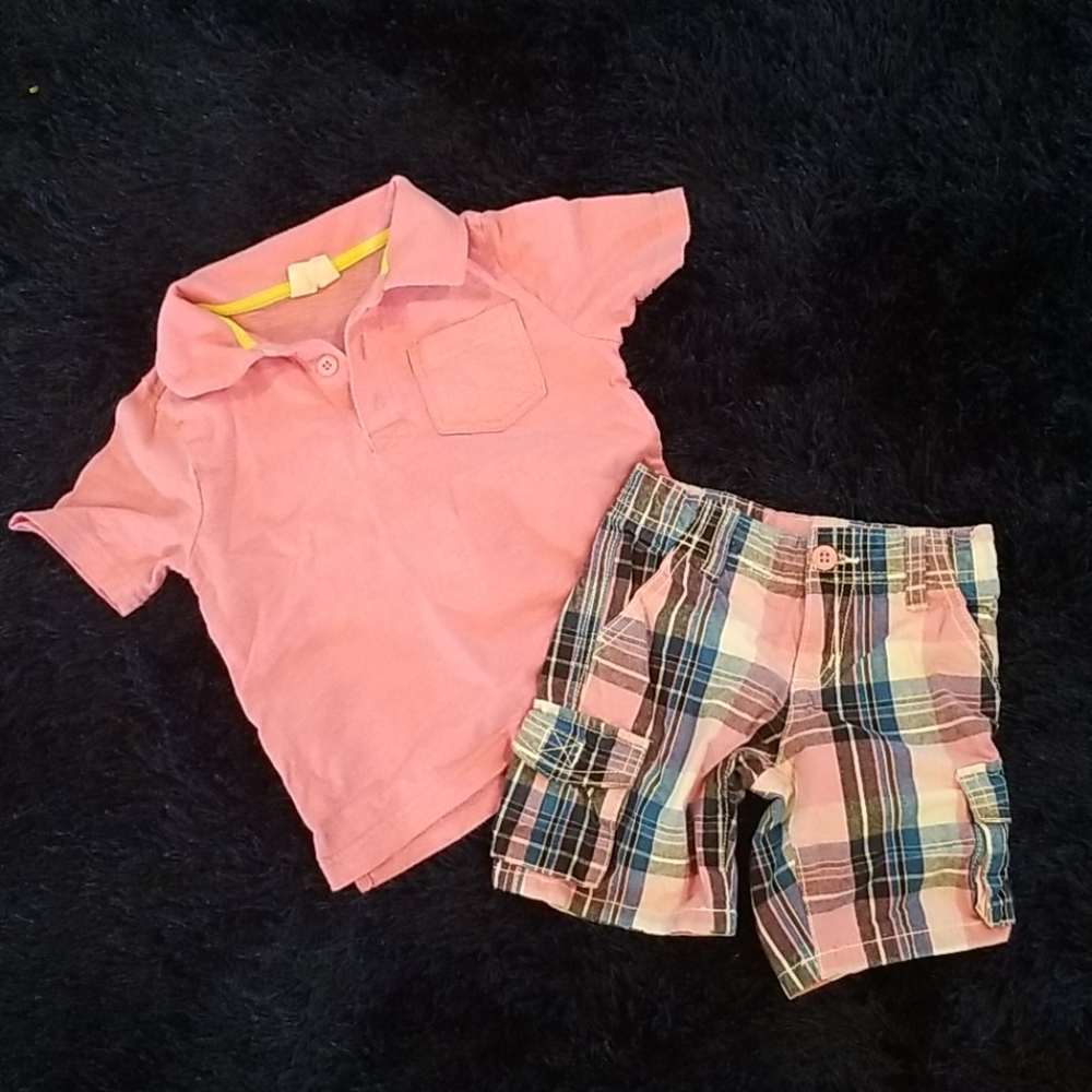 Boys Pink/Navy Short Outfit